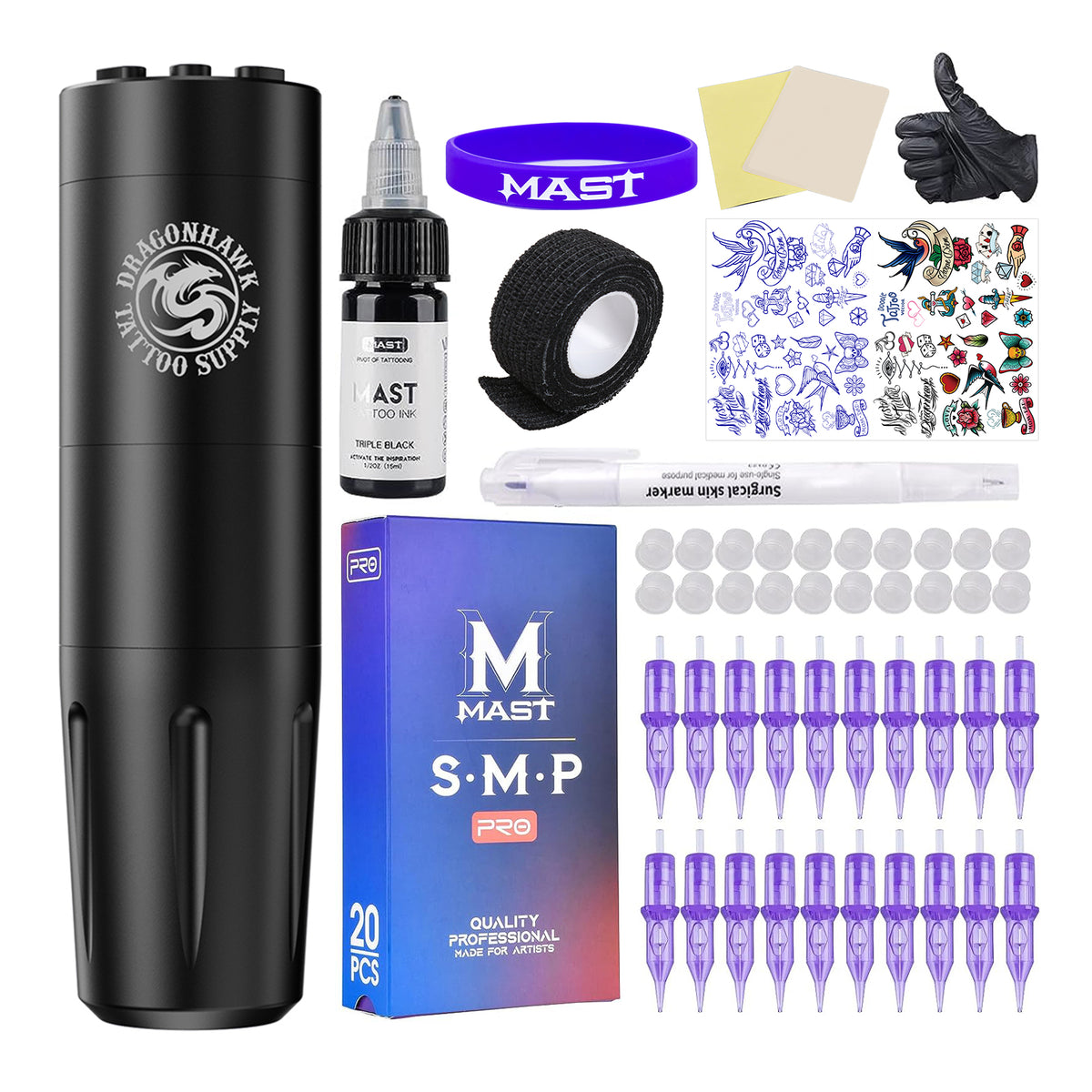 Dragonhawk X8 Wireless Tattoo Pen Machine Gun, 1809000 Rpm Speed Cont