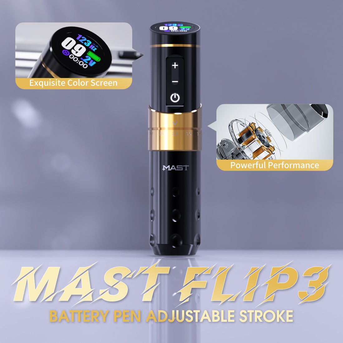Mast Flip 3 Professional Wireless Tattoo Machine Adjustable Stroke