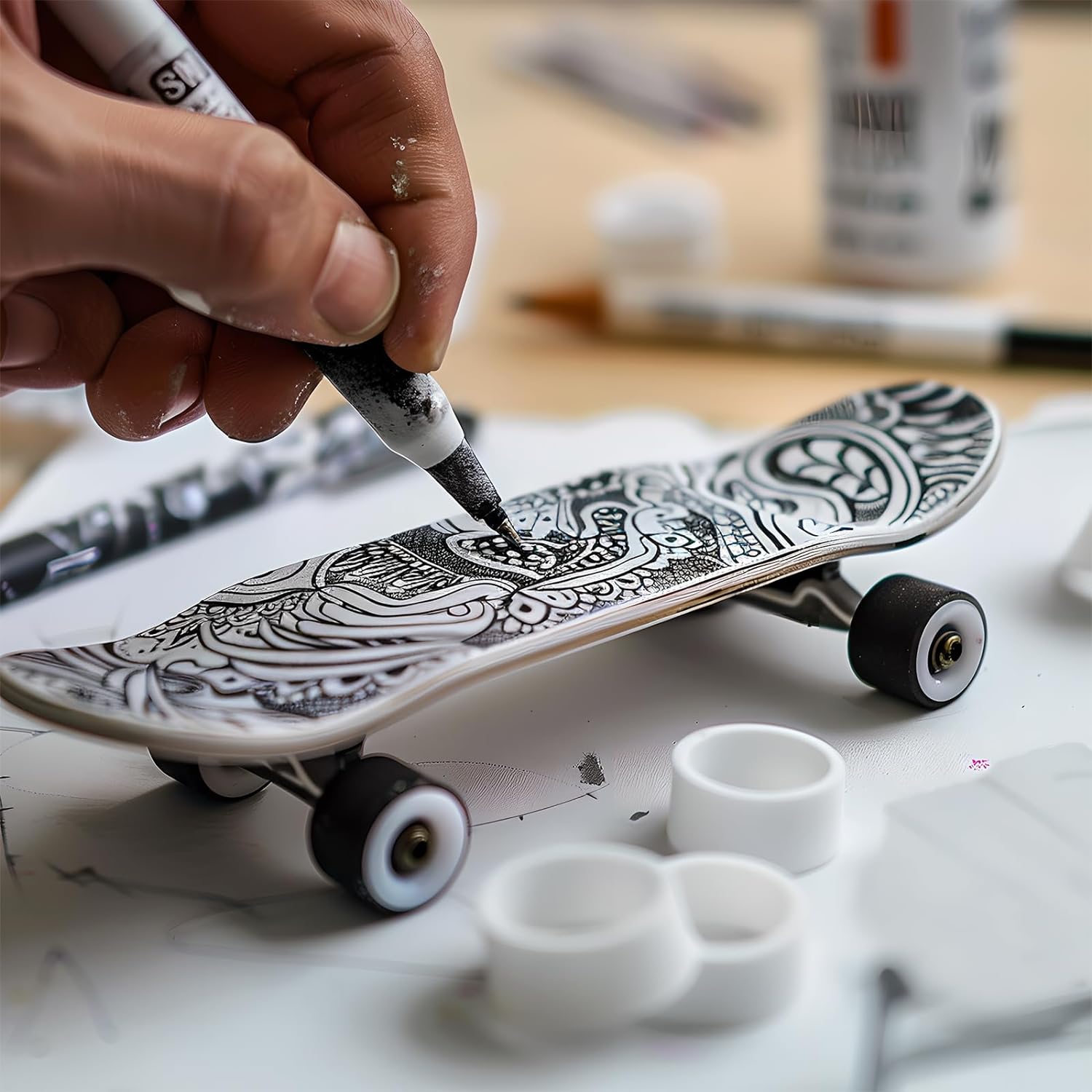 Dragonhawk Practice Tattoo Kit 5-Pack Practice Skins, 3 Fingerboard Mini Skatebords Collec ...