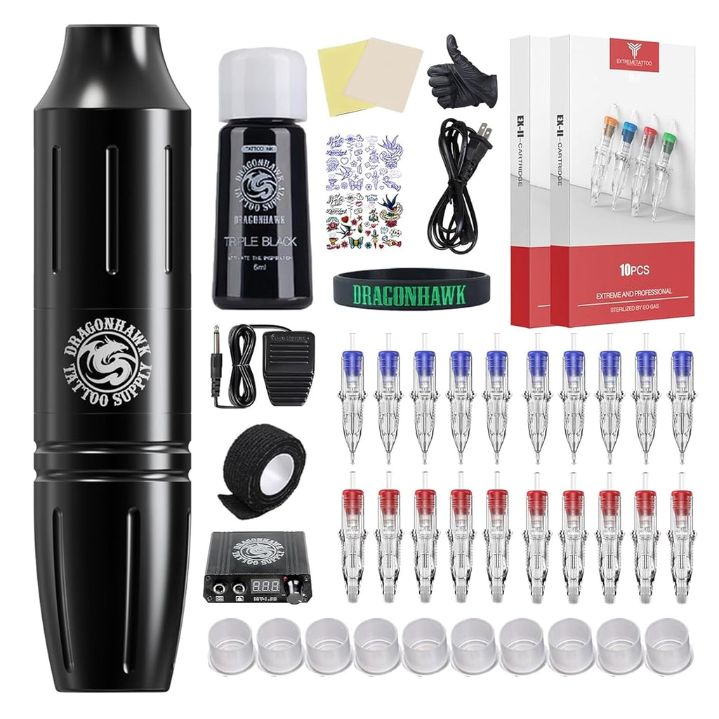 Tattoo Kit, Dragonhawk S1 Tattoo Machine Pen Starter Bundle - DragonHawk®  Tattoo Supply Official Site