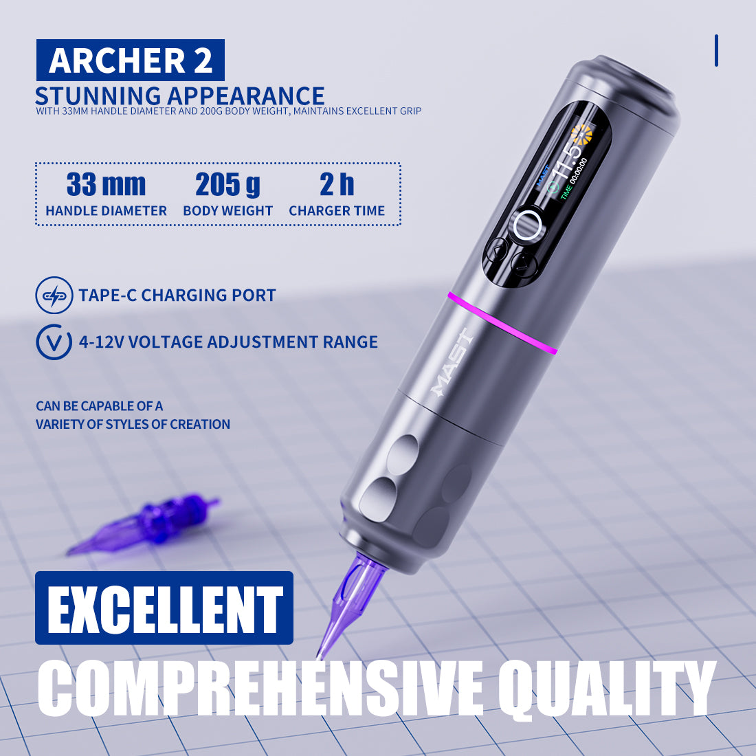 Mast Archer 2 Brushless Motor with Color Screen 3.5MM Stroke