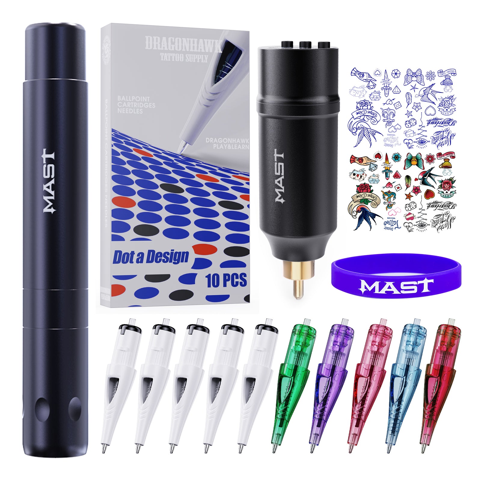 Mast Tour Air Wireless Tattoo Pen Machine Kit Ballpoint Cartridges for –  MAST TATTOO
