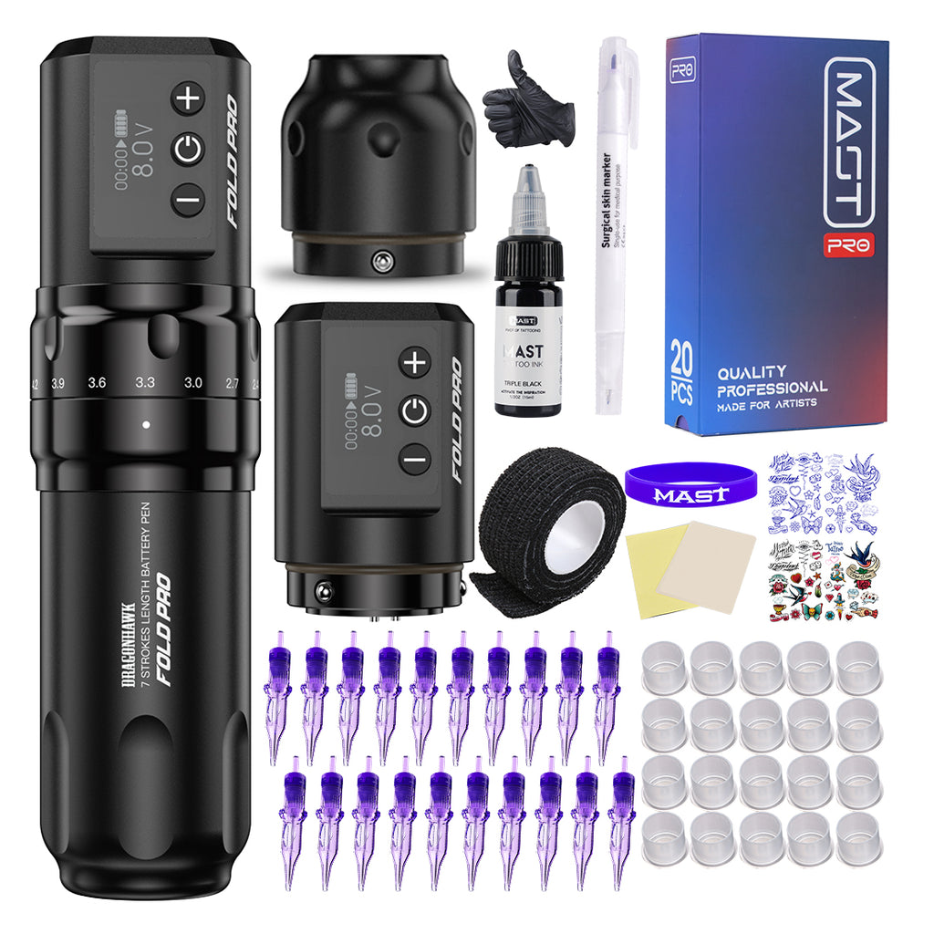 Mast Tattoo Fold Pro Wireless Pen Machine with Two Replacable Batterie