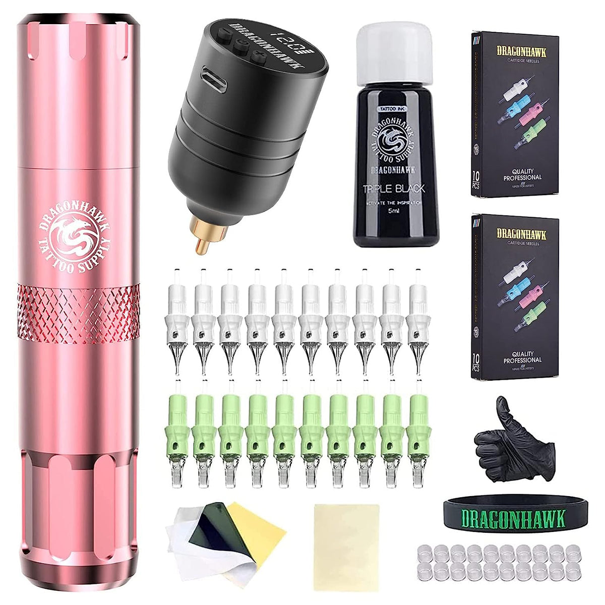 Dragonhawk S6 Wireless Tattoo Pen Kit 3.5MM Stroke With 20 Cartridges