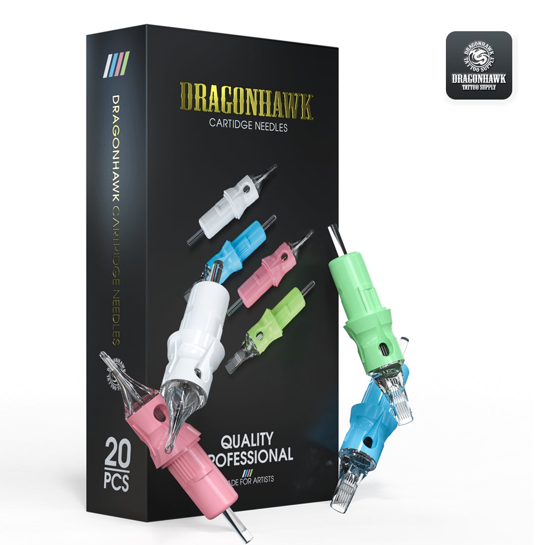 DragonhawkLabs Cartridges Needles 0.35MM Round Mixed Sizes 50