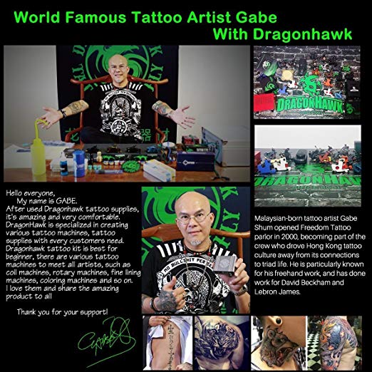 Dragonhawk Complete Tattoo Kit 2 Machine Gun 10 Color Inks Power Supply -  DragonHawk® Tattoo Supply Official Site