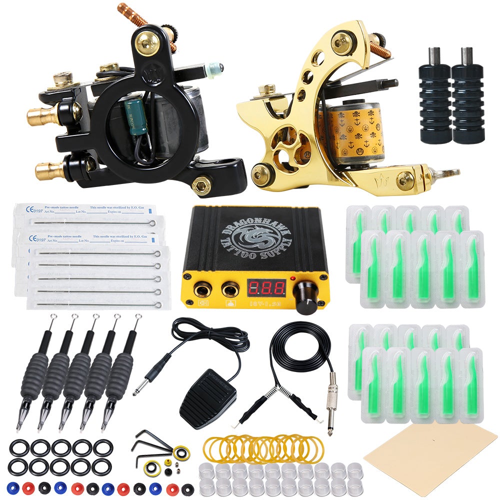 Dragonhawk Complete Traditional Coils Tattoo Machine Kit with 9 Machin –  MAST TATTOO